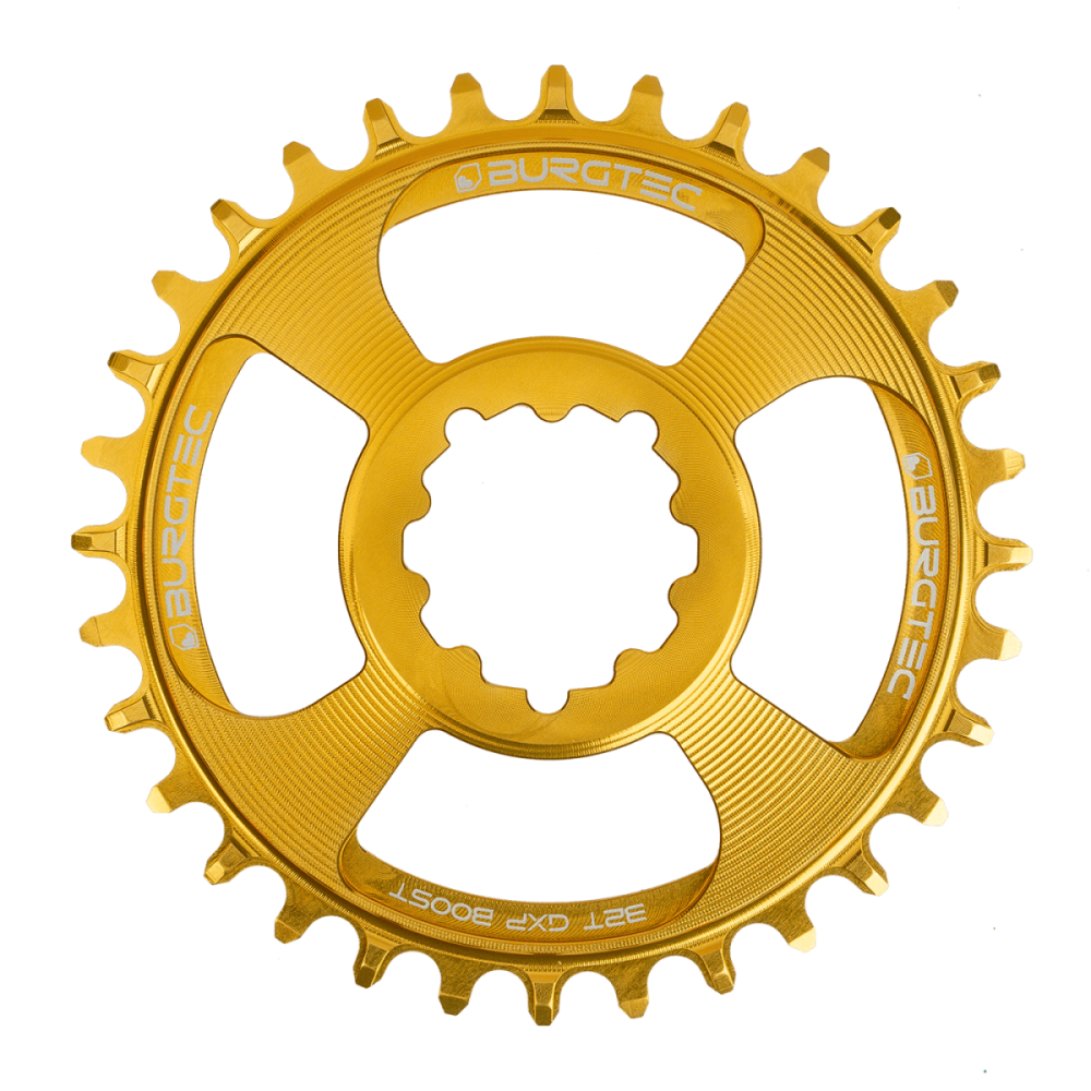 Burgtec 3mm Offset Thick Thin Chainring for SRAM 3-Bolt - 30T - Bullion, Burgtec Bullion Gold