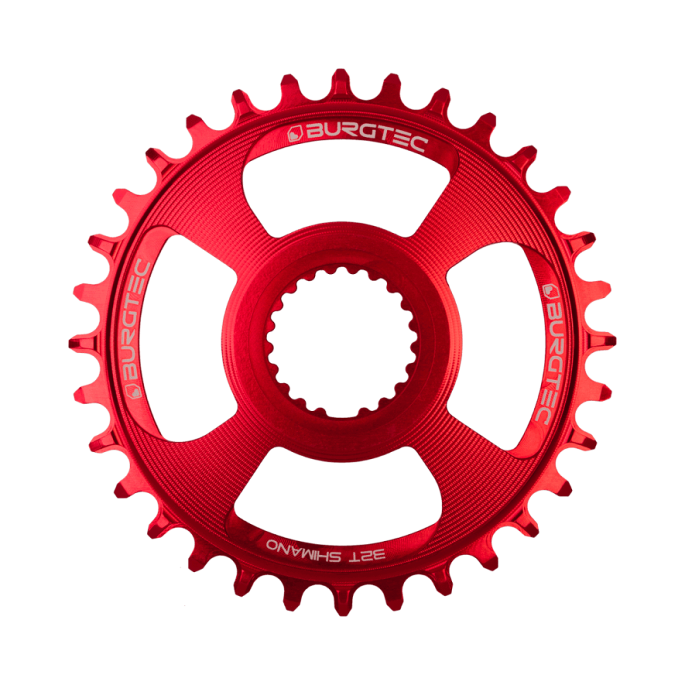 Burgtec Thick Thin Chainring for Shimano Direct Mount- 32T - Race Red